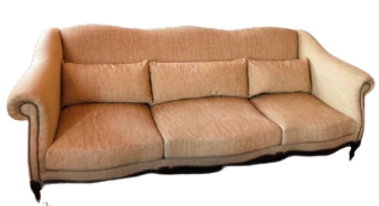 3-seater Louis XV style sofa in off-white cream fabric