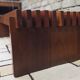 Vintage brutalist bench in solid teak with slats – 1970s