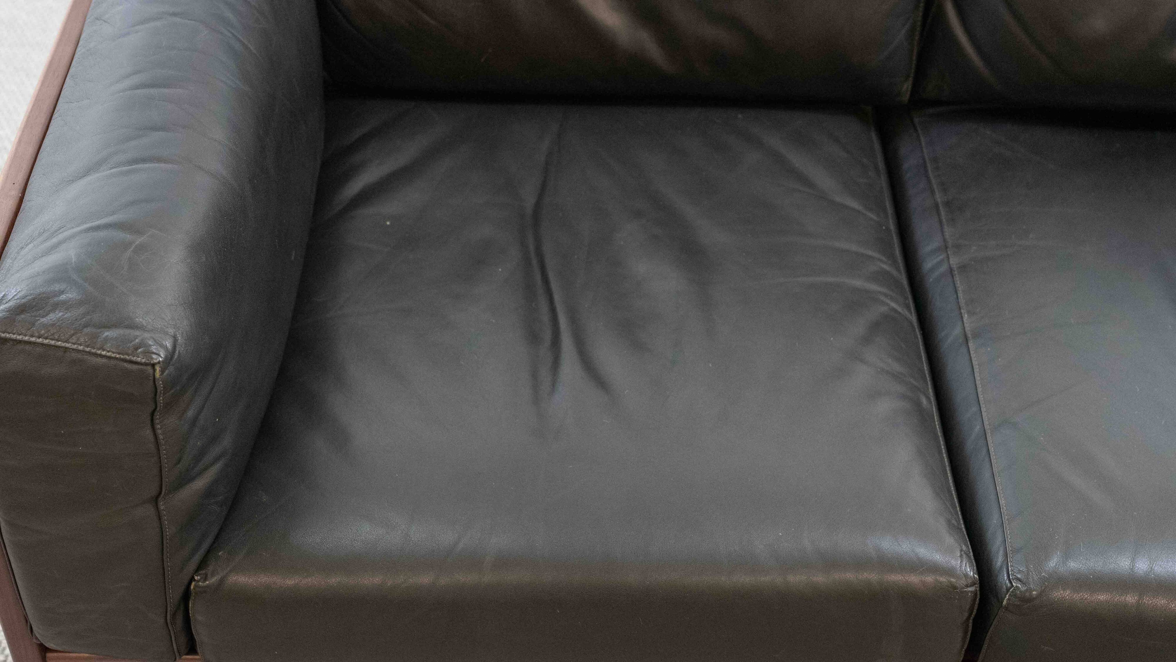 Bastiano Leather Sofa in Black by Tobia Scarpa for Gavina / Knoll