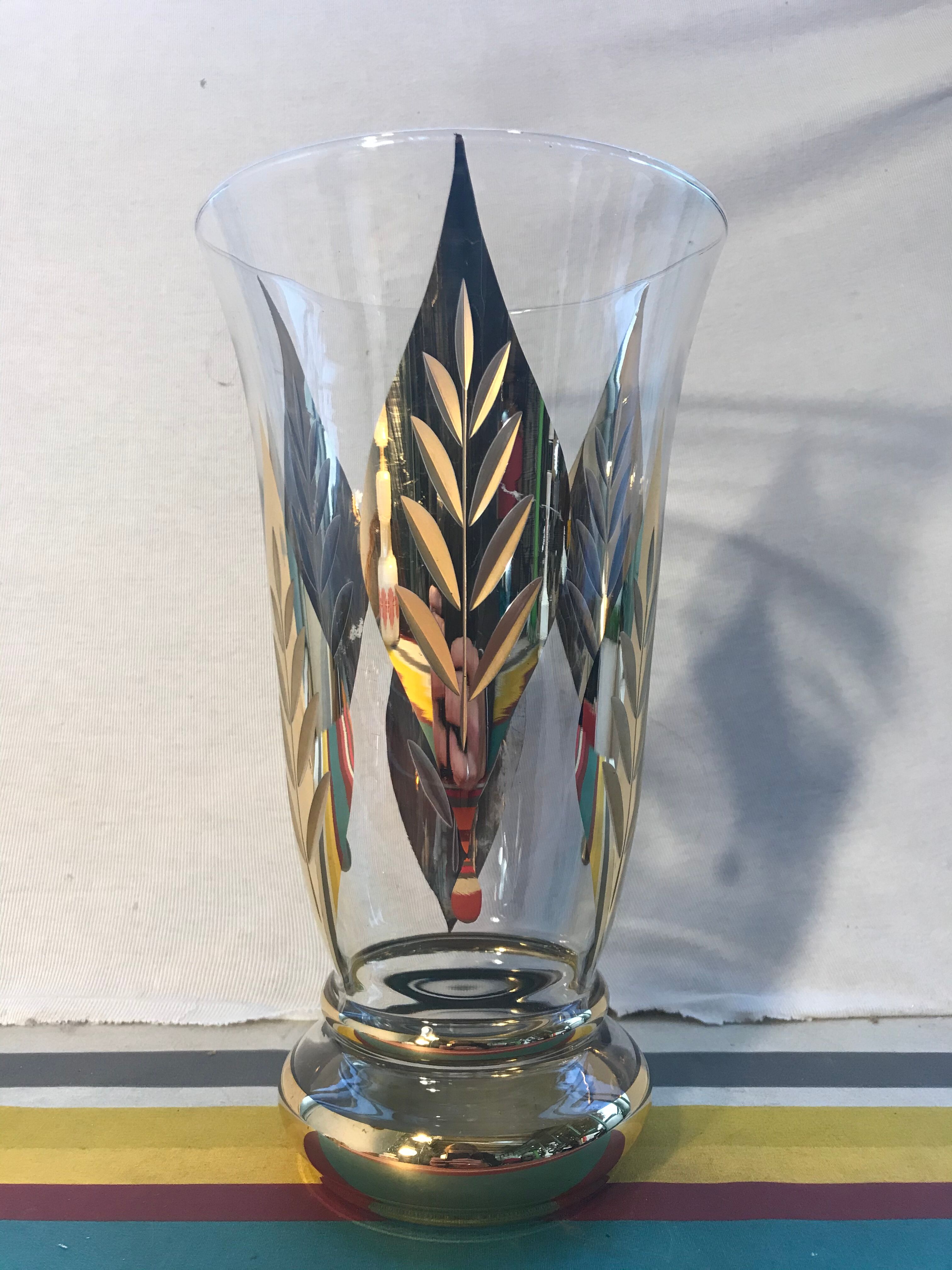 Old FAINS Glassware Vase From BOOM Decor Decelede Dilly Gold Belgium Vintage