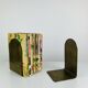 Pair of minimalist vintage raw brass bookends