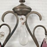 Metal wall candle holder with glass tassels