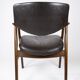 Fauteuil en bois de rose et cuir noir design danois