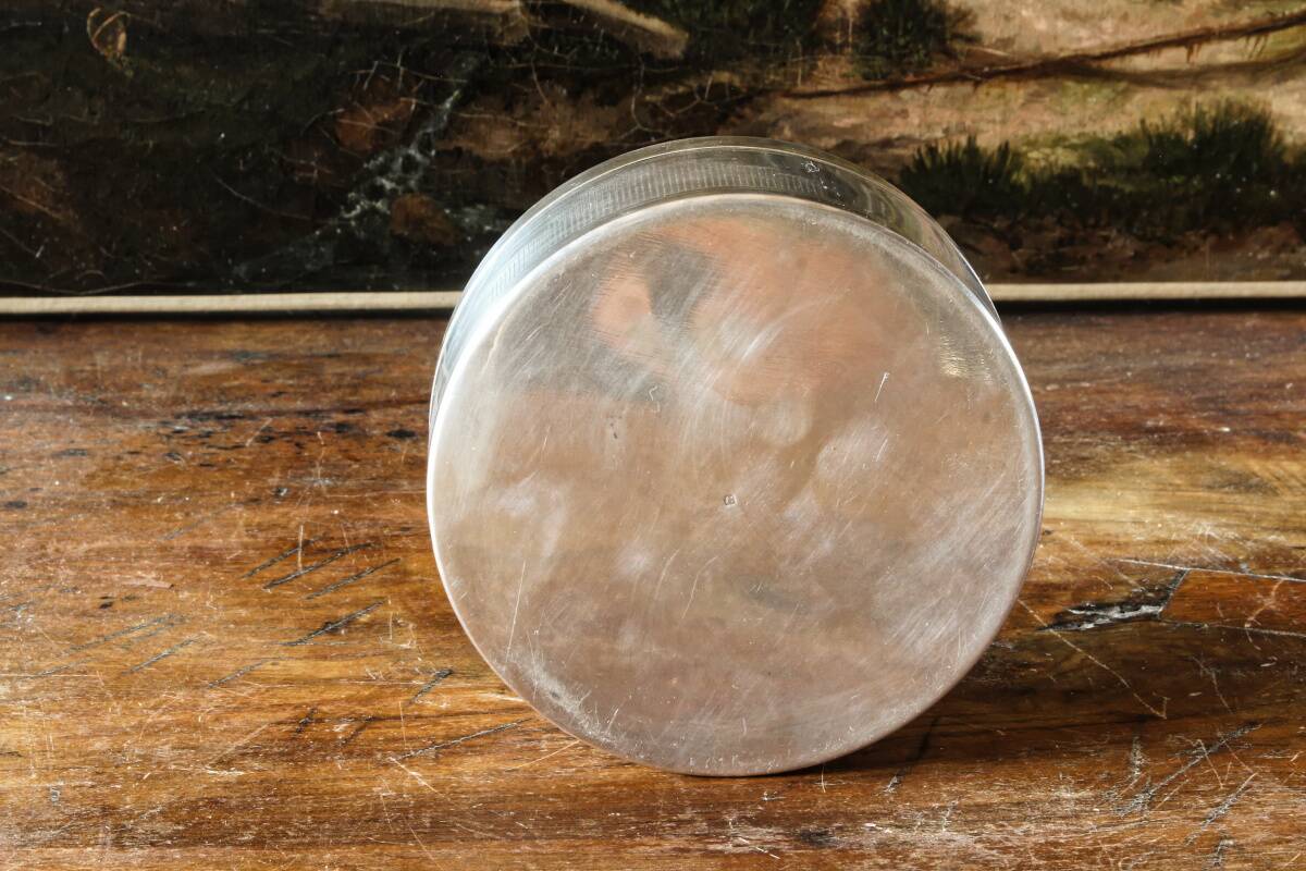 Circular silver-plated candy box, Art Deco period