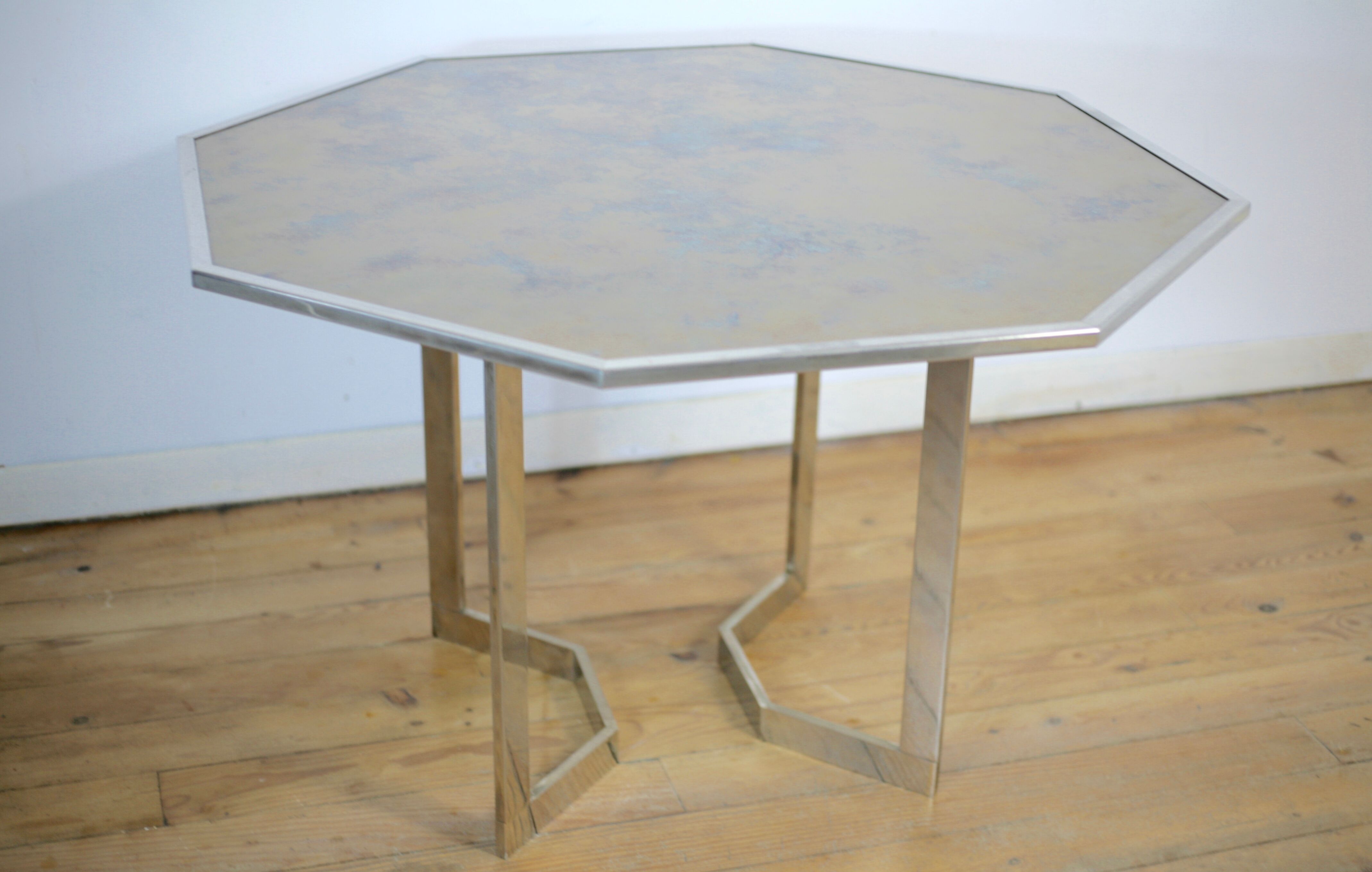 Chrome steel table and glass tray, France, circa 1970