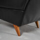 Mid Century Black Leather and Teak Scandinavian Armchair, Denmark, circa 1970
