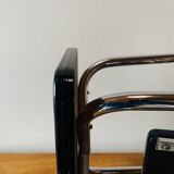 Vintage step stool in black formica and chrome steel