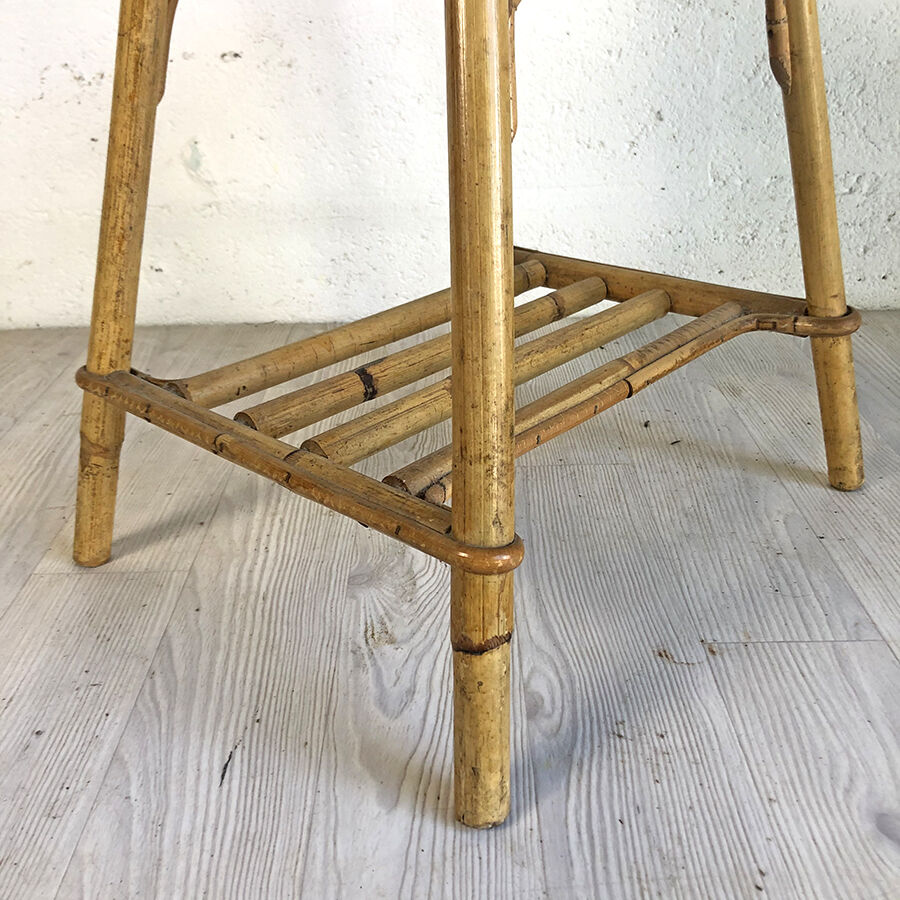 60's vintage rattan side table