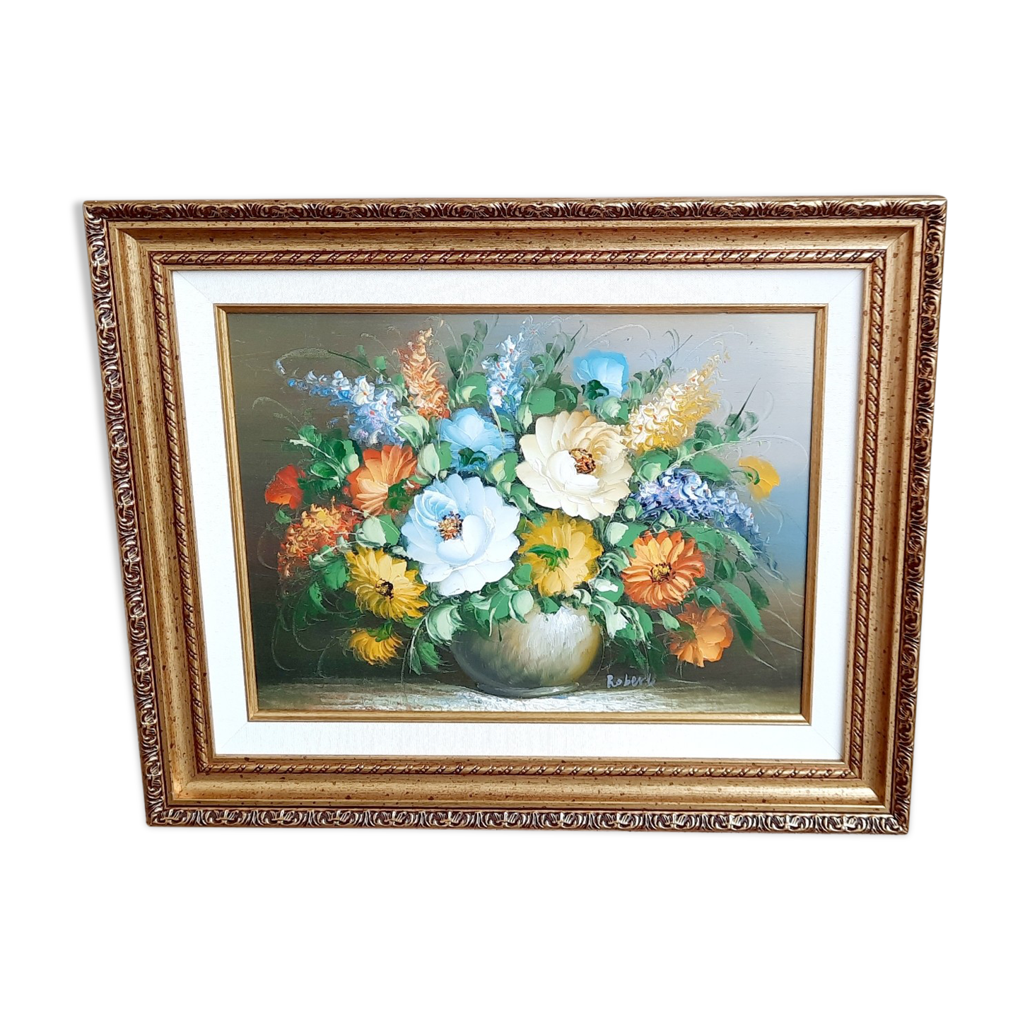 Table painting bouquet of flowers