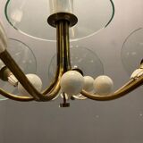Brass glass chandelier, 1940s