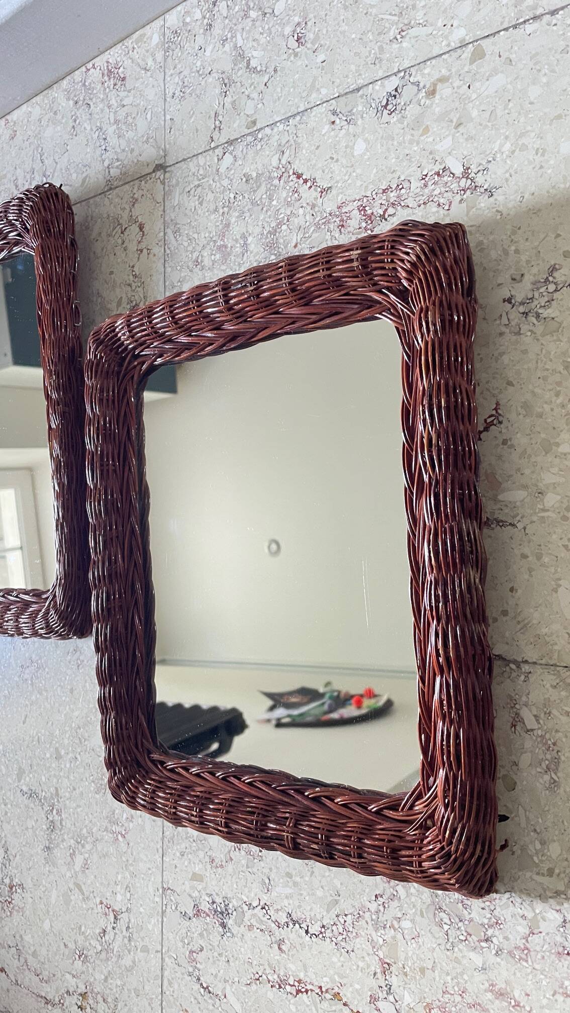 Pair of VINTAGE Rattan MIRRORS