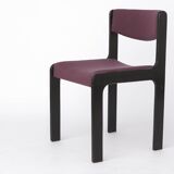 1 of 6 Vintage German Dining Chair, 1950s–1960s, Black Beechwood, Pastel