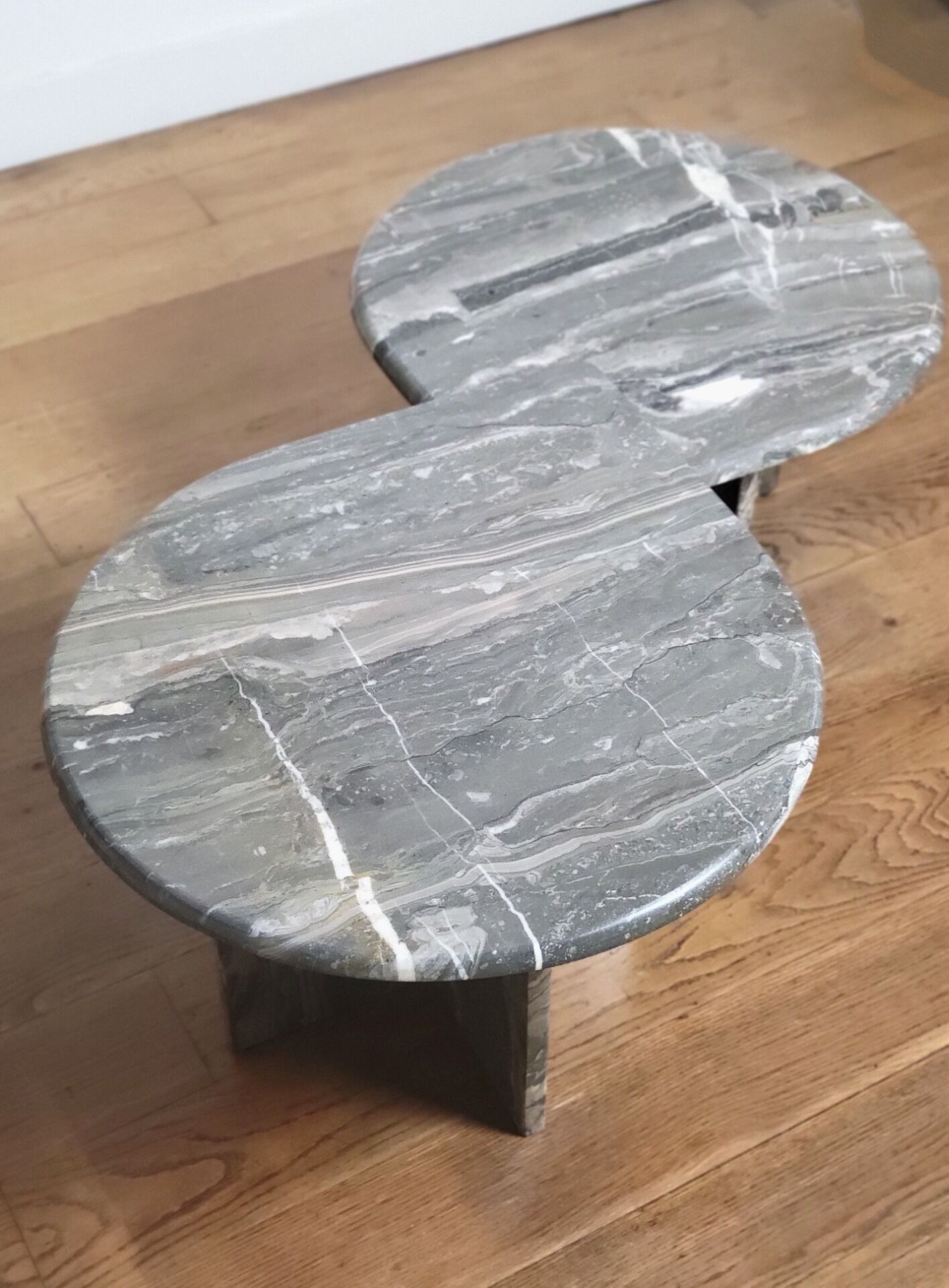 Vintage organically shaped marble side tables, Germany 1970
