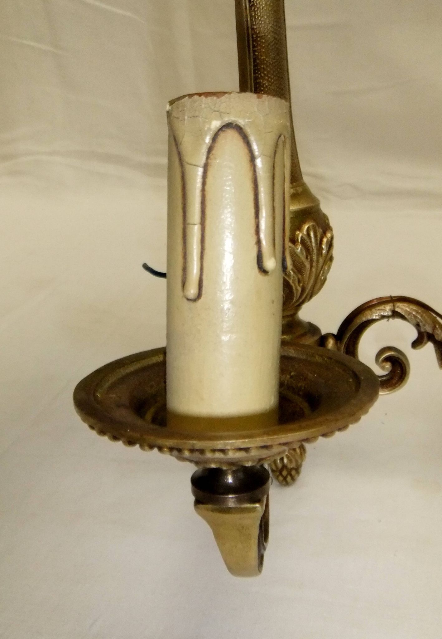 Old bronze double candle holder wall light