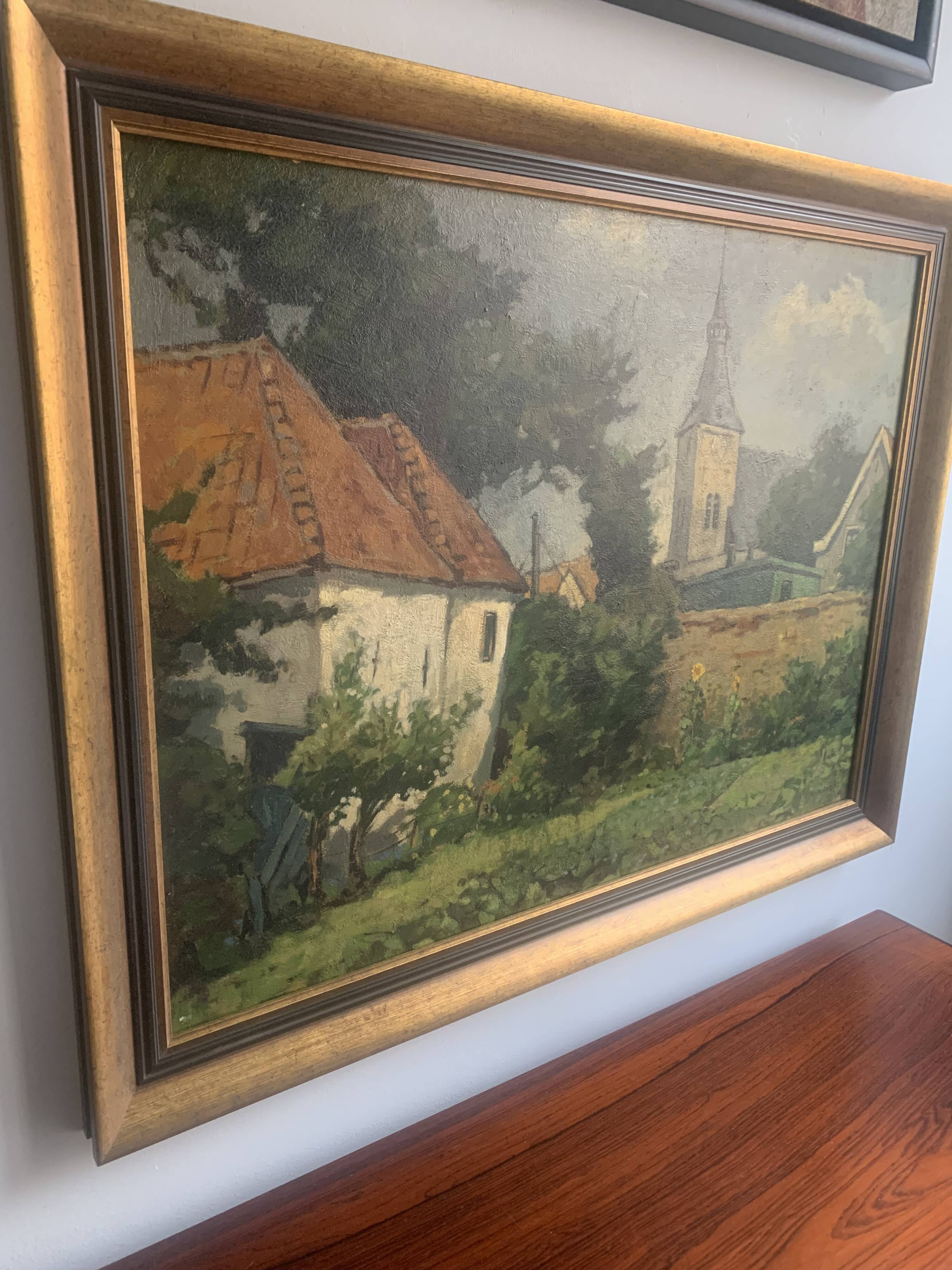Large antique oil painting