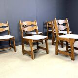 Set of 6 vintage brutalist dining chairs, 1960s