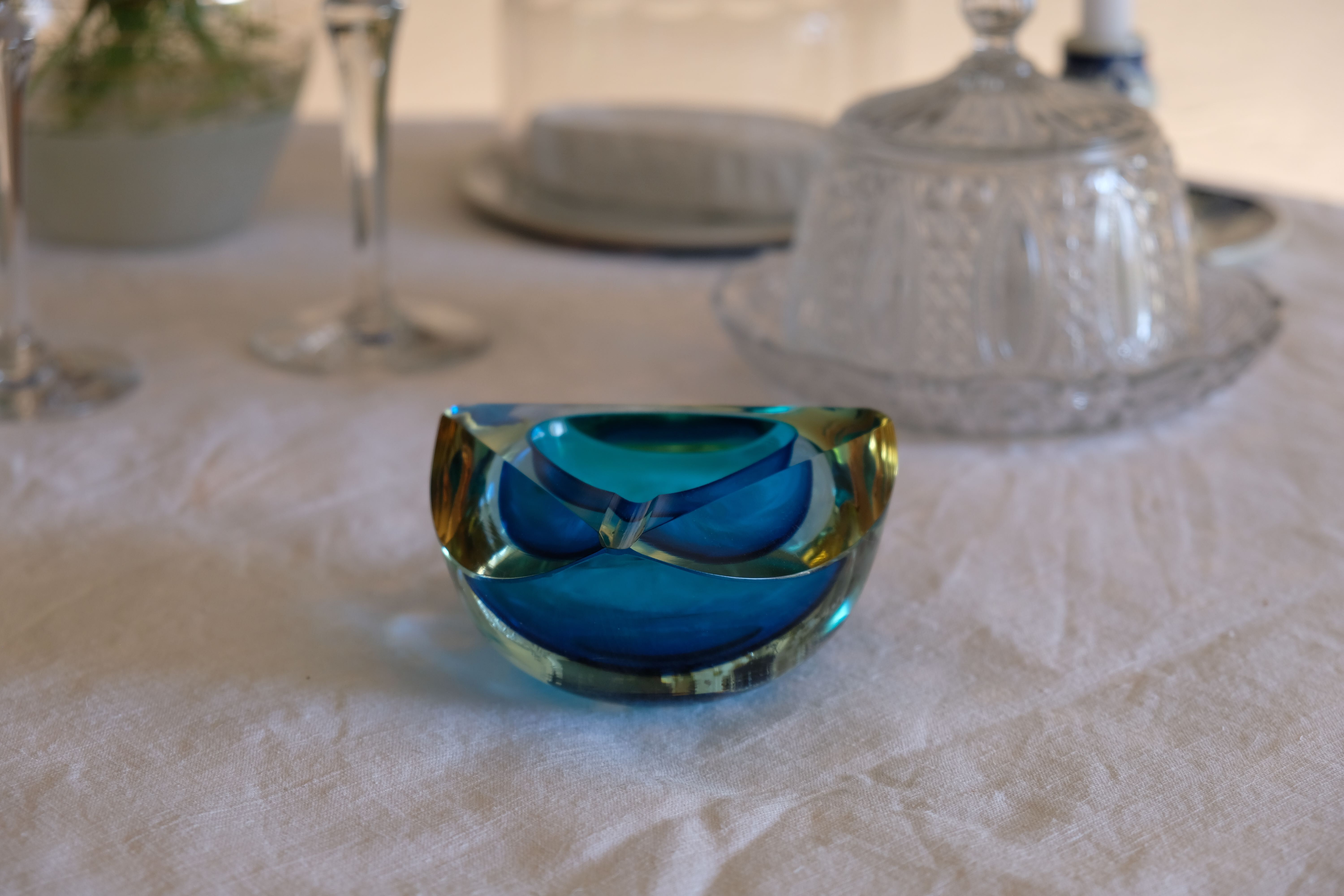 Diamond ashtray in Murano glass by Seguso
