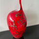 Vase Murano vintage rouge avec paillettes d or