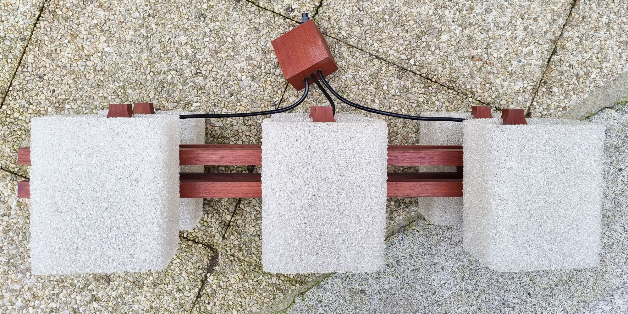 Scandinavian vintage suspension 60s, 6 fires, teak and perplexed