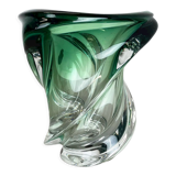 Heavy 5,1kg Crystal "Wave" Glass Vase Object by Val Saint Lambert, Belgium 1960s