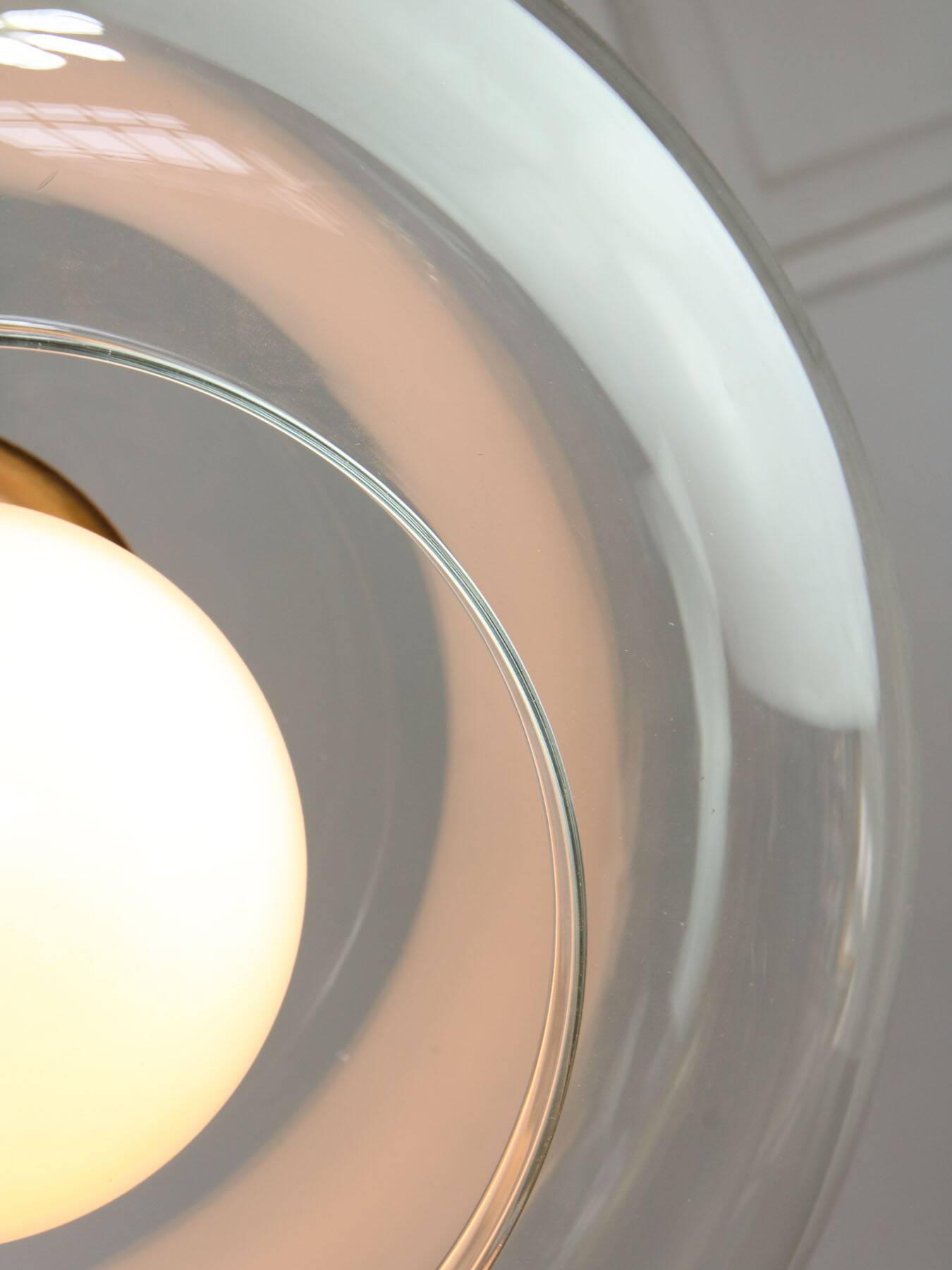 Italian Mid-Century Glass and Brass Pendant Lamp
