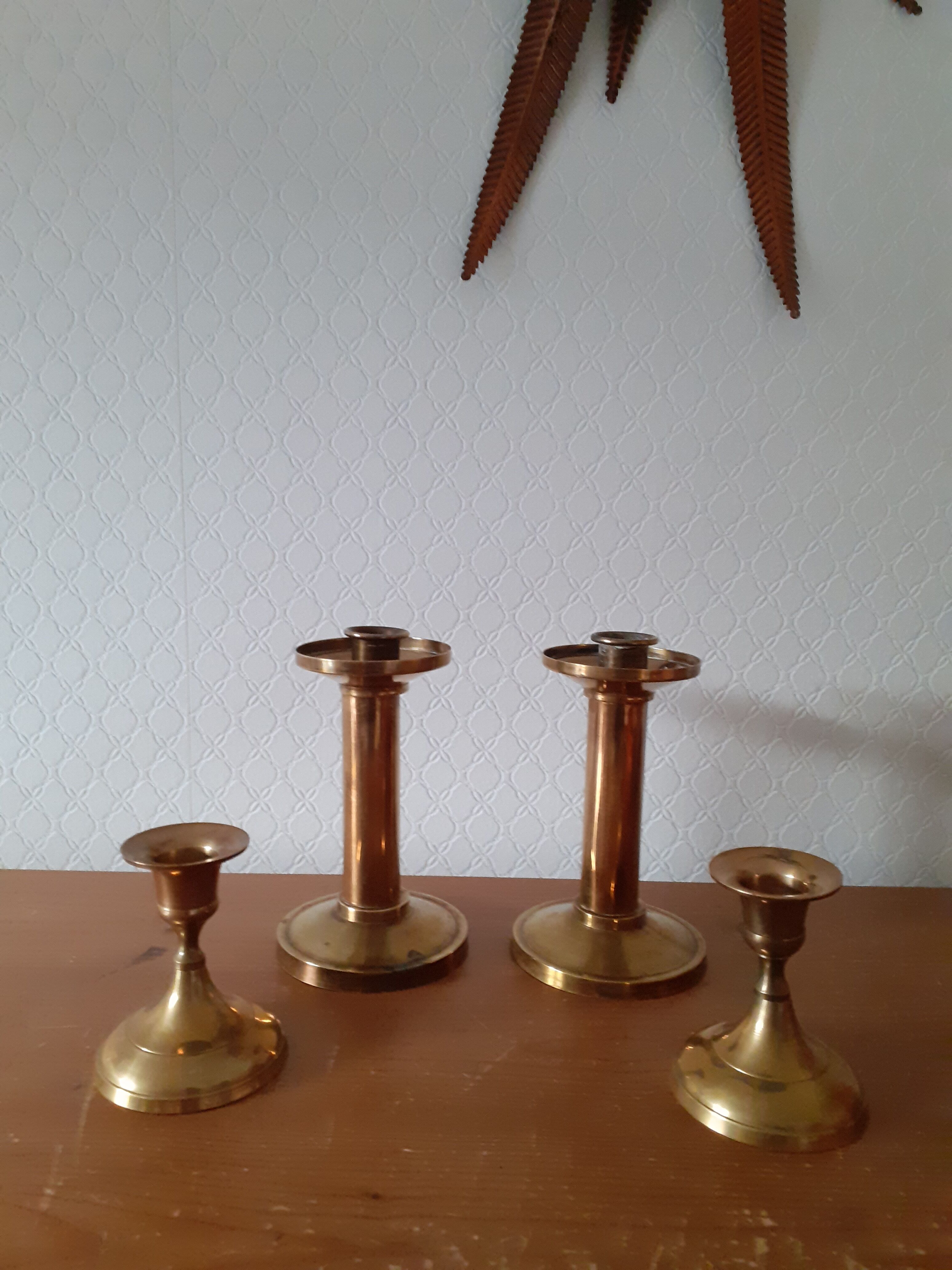 Pair of brass candle holders