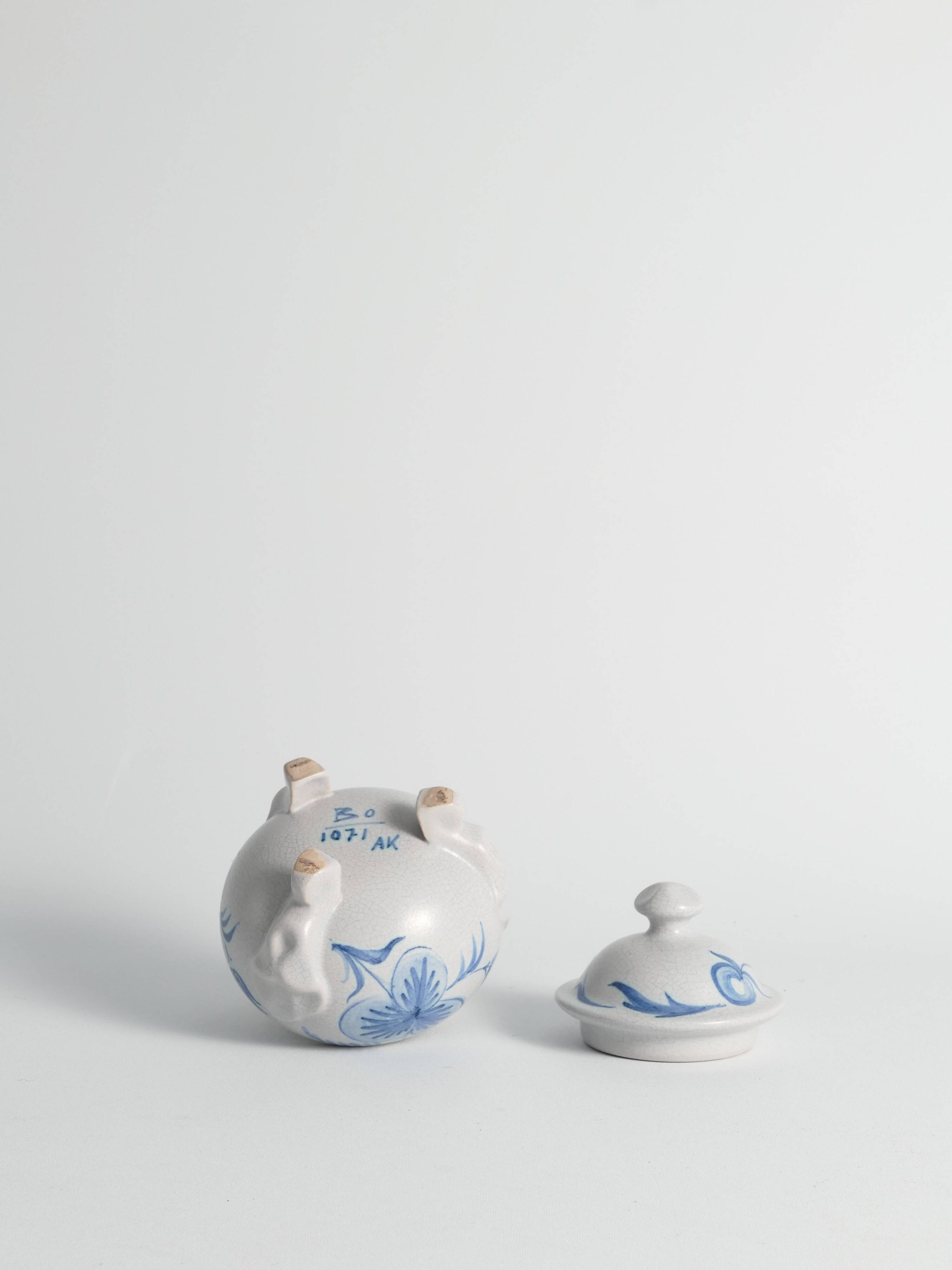 Swedish Grace French Blue Floral Decor Bonbonniere by Allan Eberling, Bo Fajans