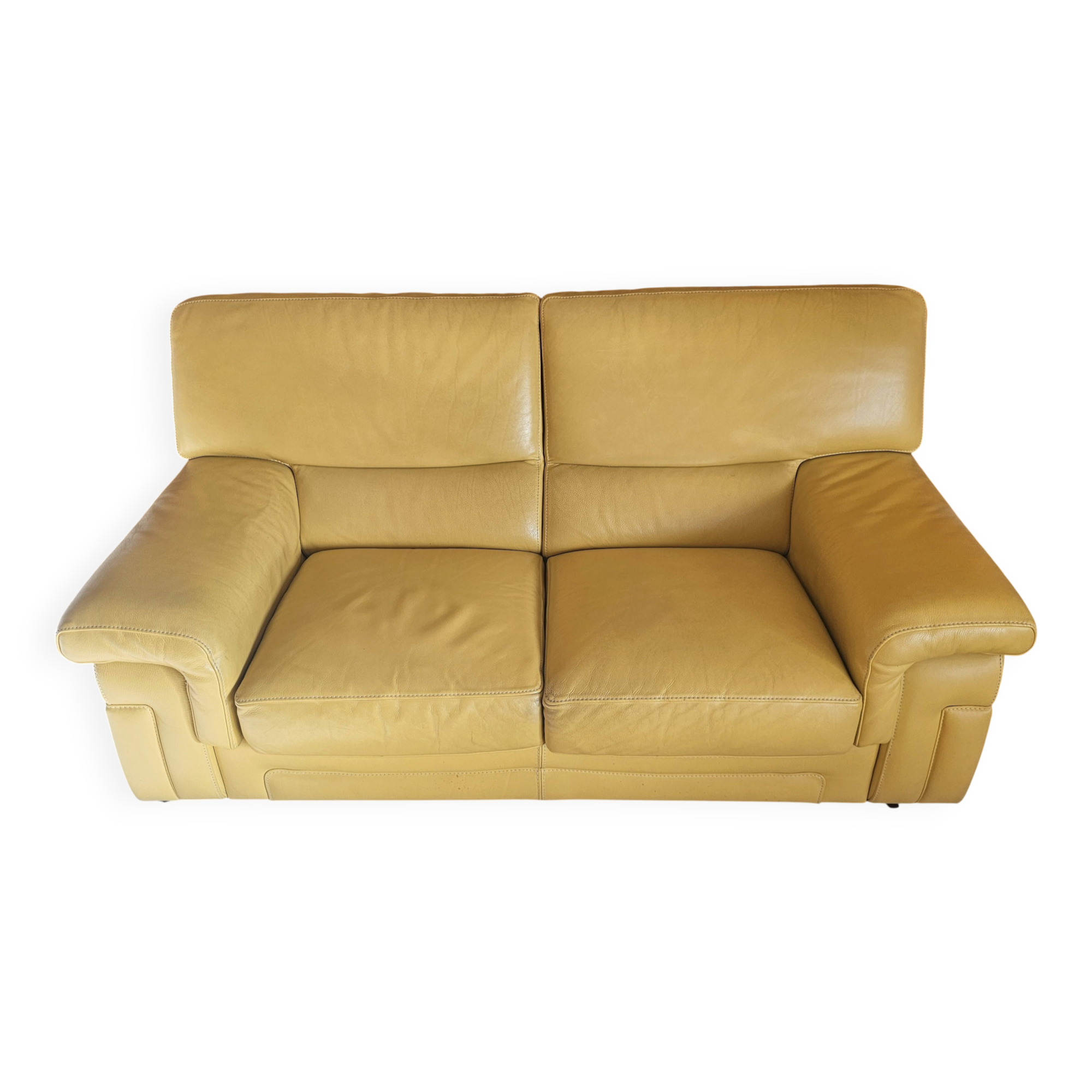 Canapé 2pl -roche bobois- cuir de vachette pleine fleur
