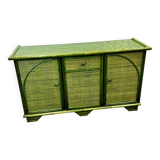 Green Vintage Rattan Sideboard By Maugrion, France, 1980s