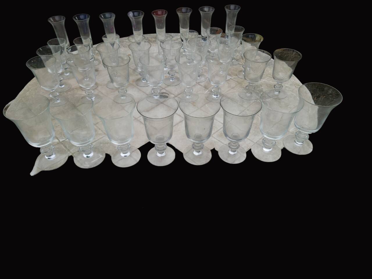 Set of 40 La Rochère Amitier crystal glasses from the 19th century + 8 replacements