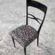 Set de 6 chaises salle à manger Mid Century laque noire peluche imprimé léopard