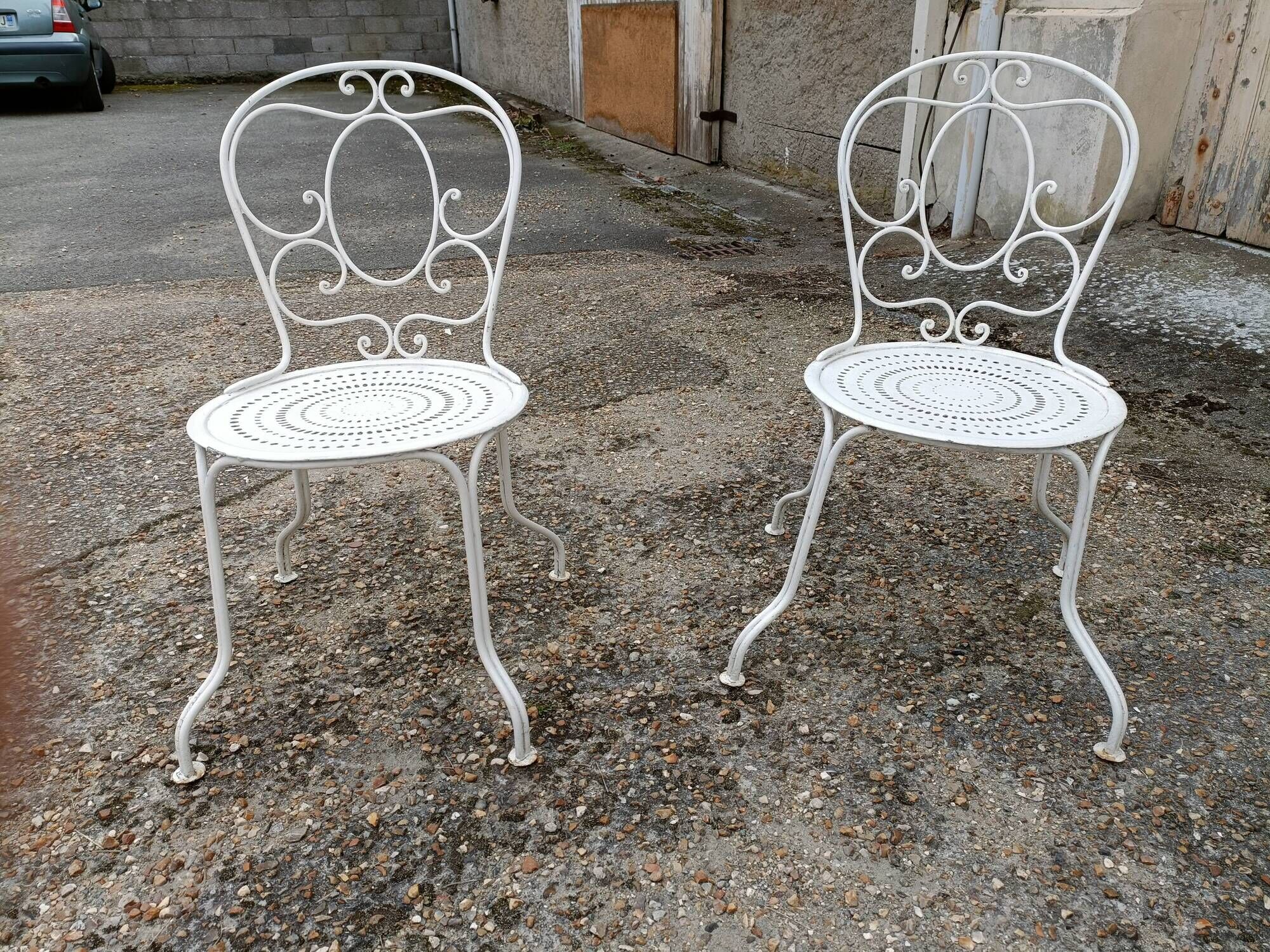 Garden furniture 4 places wrought iron old vintage xxeme