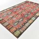 Tapis Kilim Vintage Rouge Motifs Géométriques Ethniques, 195x355 Cm