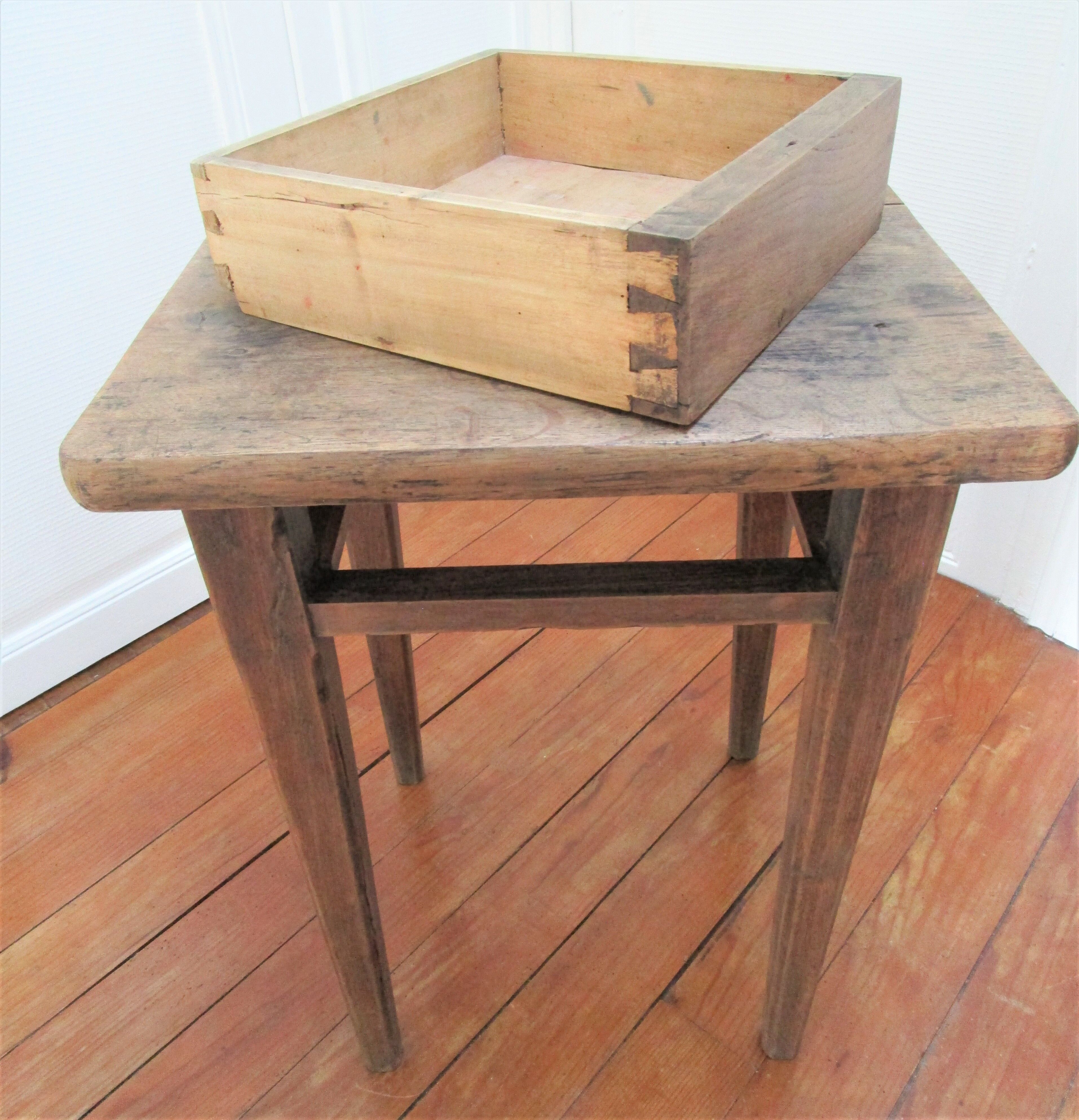 Bedside table solid oak patinated early twentieth century
