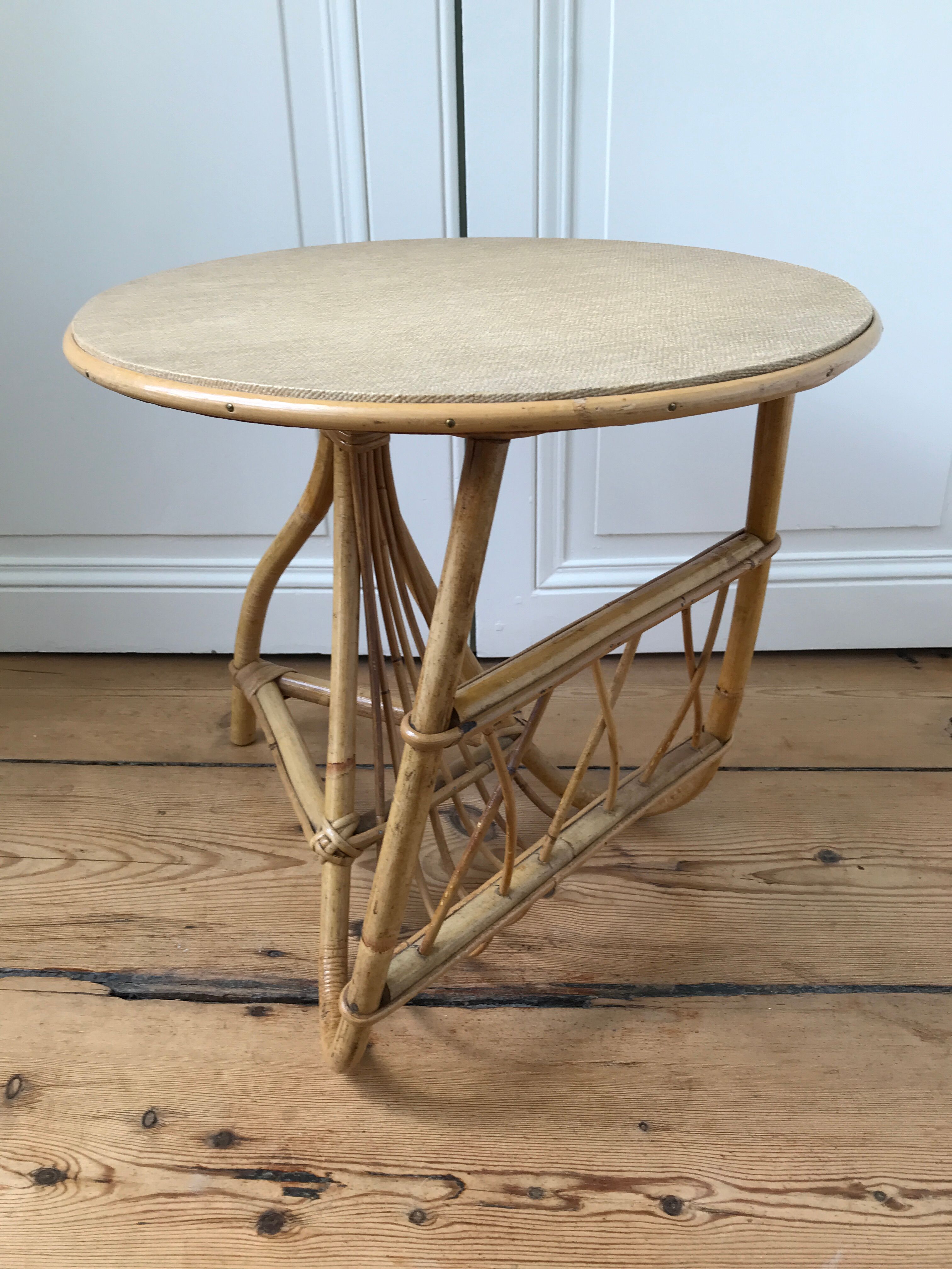 Rattan magazine holder side table