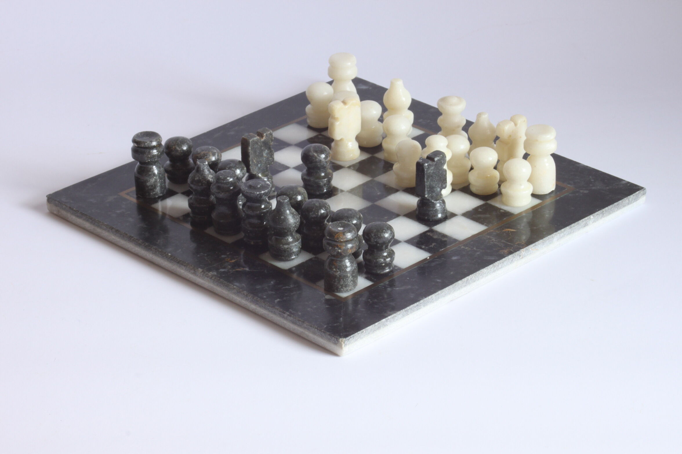 Marble and alabaster chess set, 1970s.