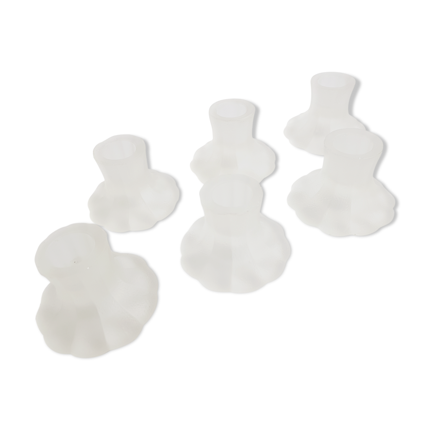 Table path, set of six frosted crystal candlesticks