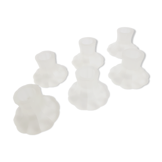 Table path, set of six frosted crystal candlesticks