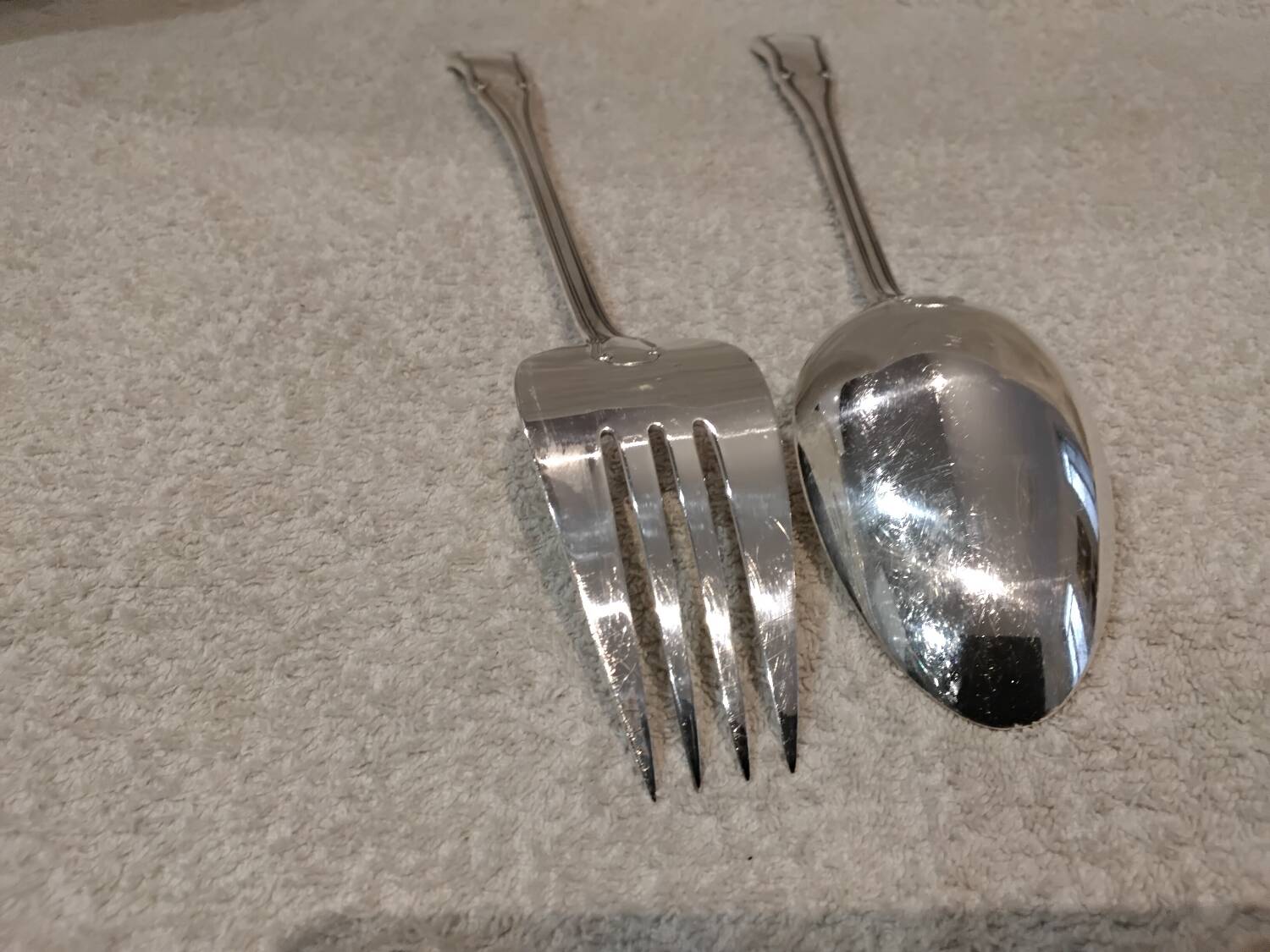Silver-plated metal stew fork and spoon by silversmith Ercuis Valencay