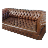 Light brown leather chesterfield sofa