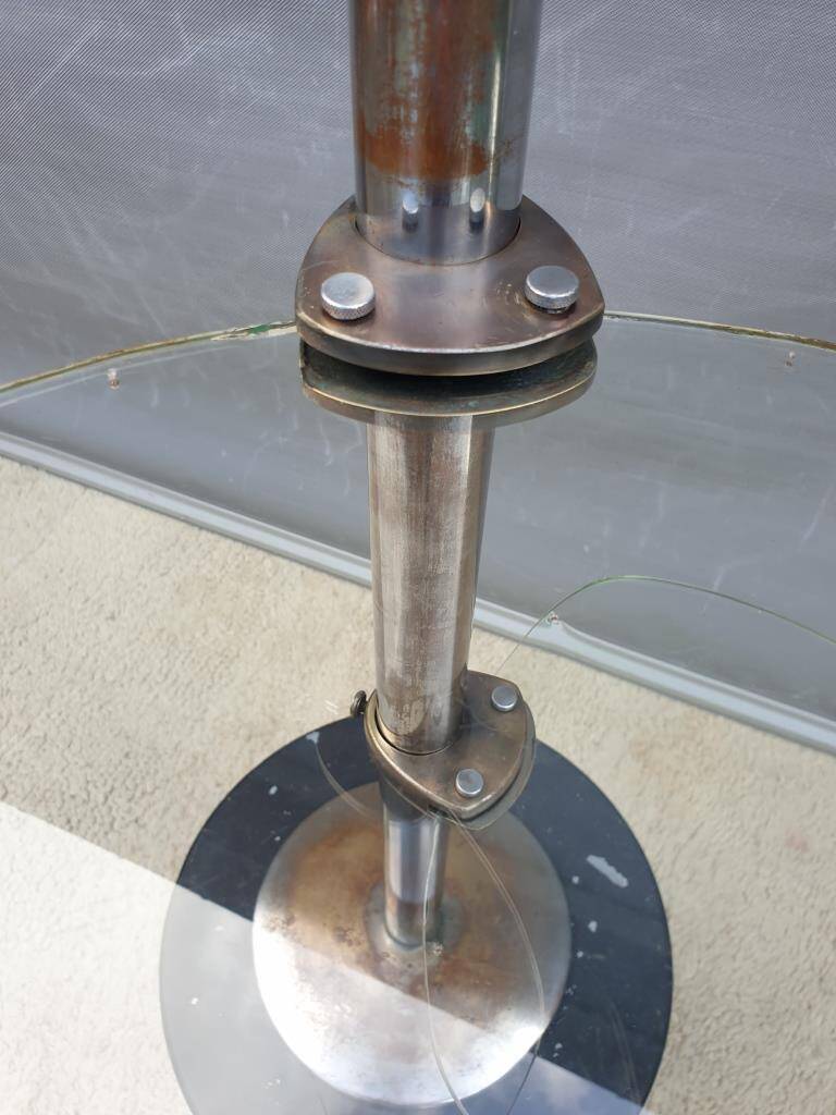 Art Deco chrome brass display 3 glass shelves