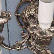 Appliques en cristal Hollywood Regency italienne – Lumière à double bras en métal argenté