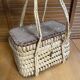 Old Basket Natural Woven Fibre + Wooden Lid Double Handle Wine