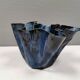 Very special vase in “folded” bluish glazed clay.