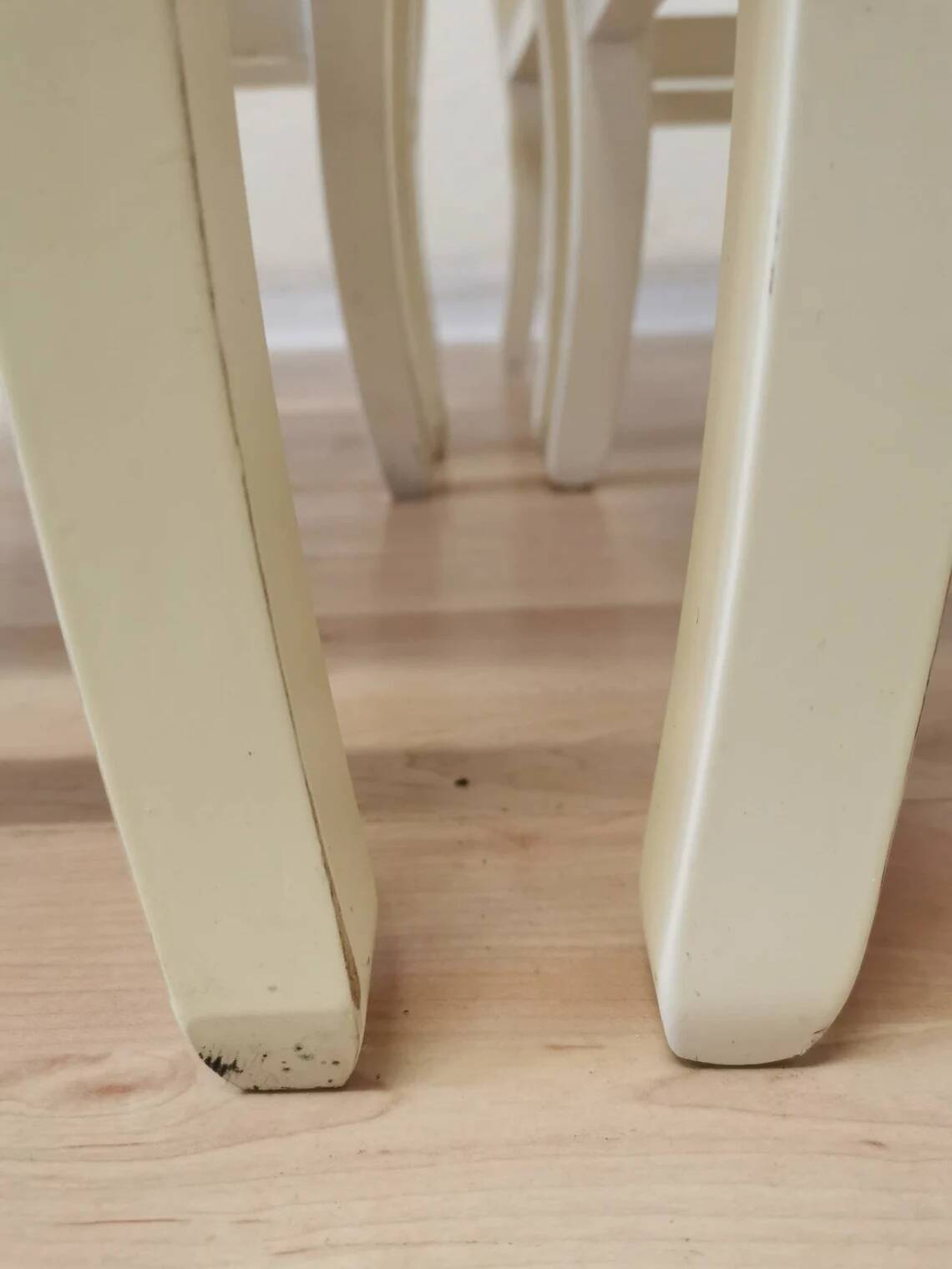 Set of 4 Vintage White Wooden Stools with Thatched Seats - 1970s Yugoslavia