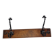 Solid wood and wrought iron wall hook, rustic style, 59 cm