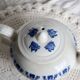 Antique teapot Saint-Uze steel clay cobalt blue pattern