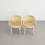 Paire de fauteuils en rotin et cannage