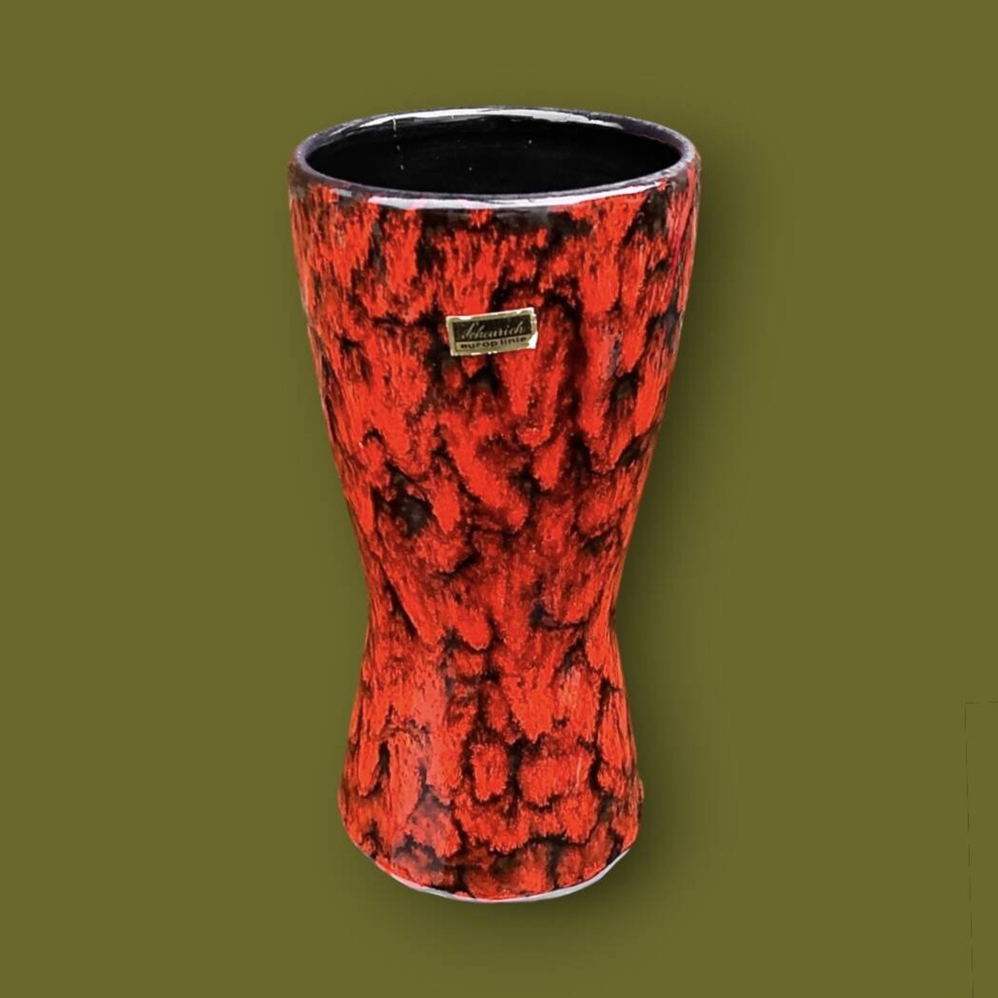 West German Scheurich vase 244/22 “Europ Linie” – red lava ceramic