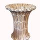 Italian dining table in carved oak with a glass top, vintage.